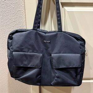 kate spade black nylon laptop tote with front flap pockets